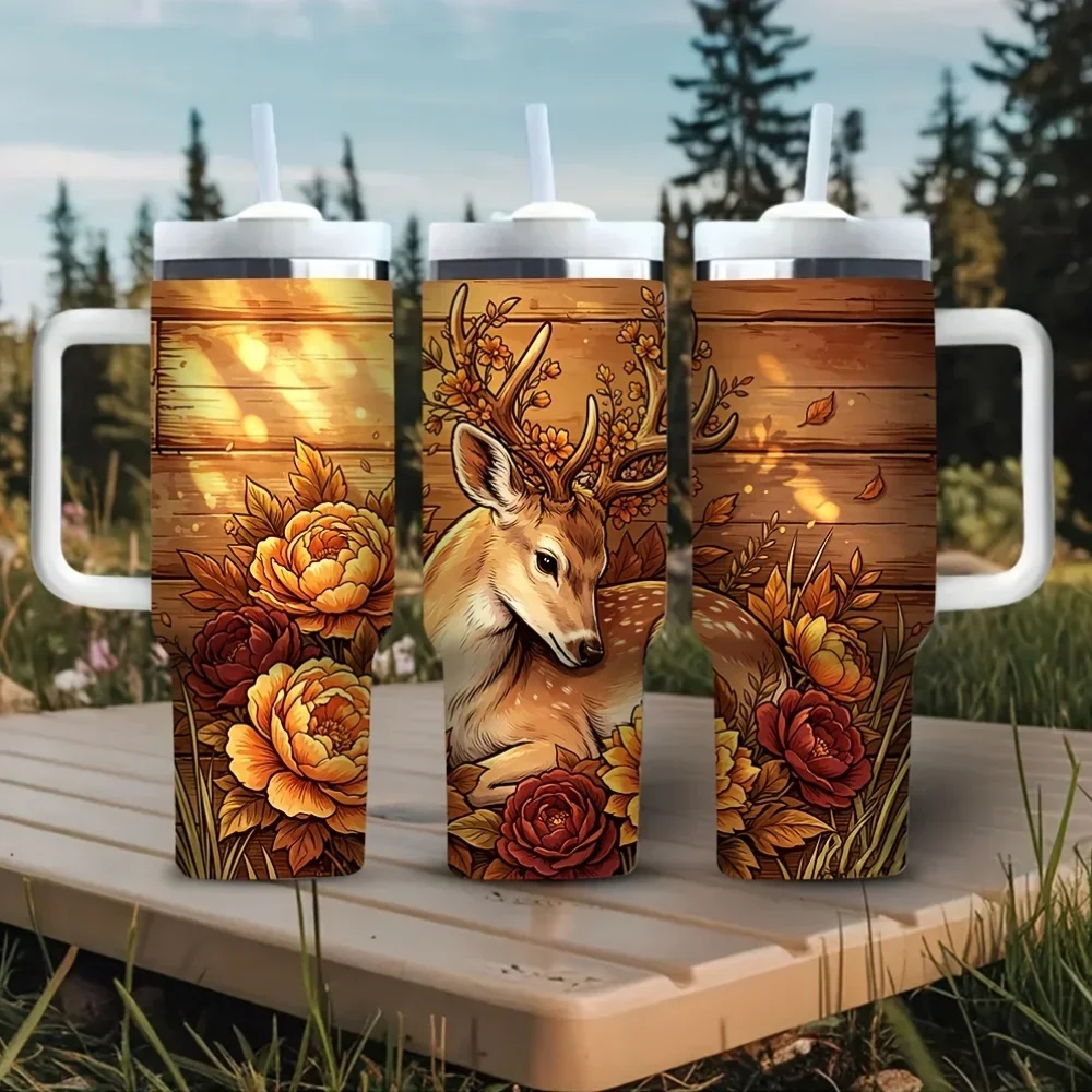 Hunting Outdoor Background - Vaso de 40 onzas con asa,