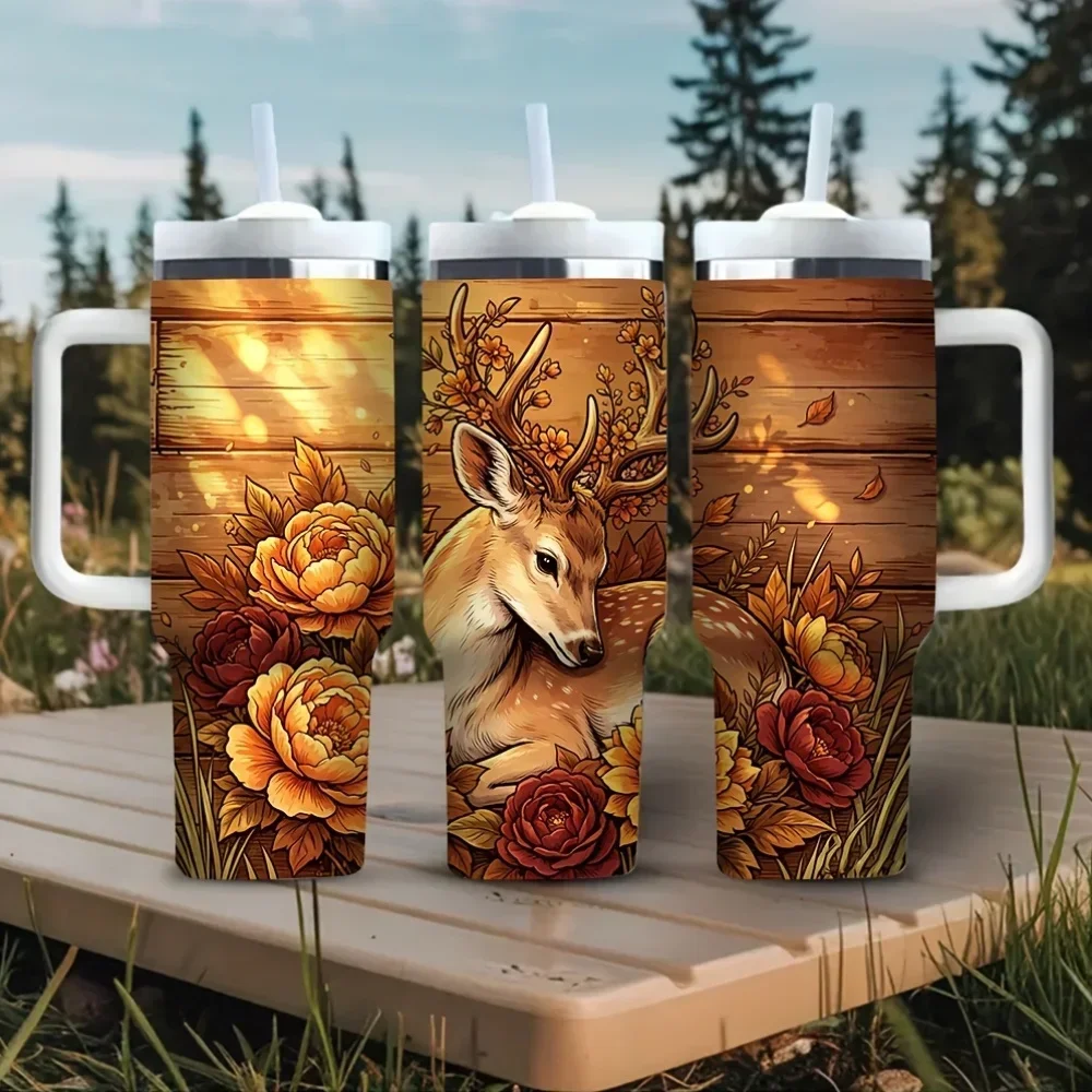 Hunting Outdoor Background - Vaso de 40 onzas con asa,