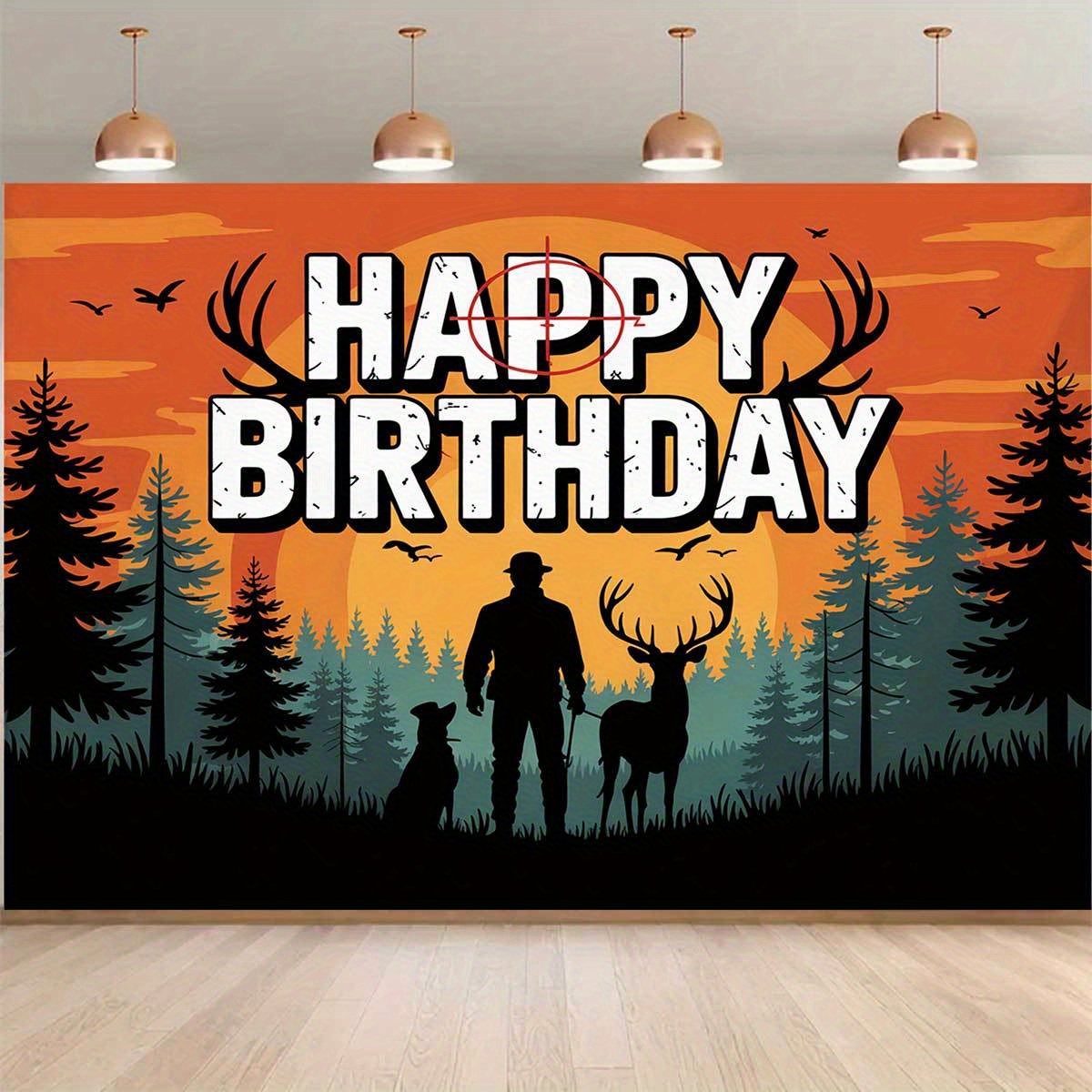 Hunting Outdoor Background - Bandera con Patrón Temático de Cumpleaños