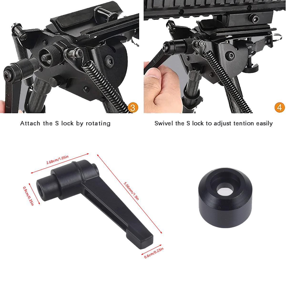 Bipod Rifle Mount - Táctico Ajuste rápido Giratorio Harris Bipod